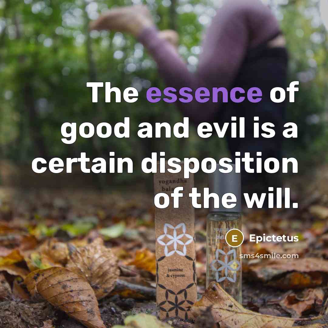 “The essence of good and evil is a certain disposition…” quote by Epictetus