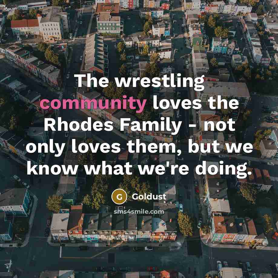 “The wrestling community loves the Rhodes Family - not only…” quote by Goldust