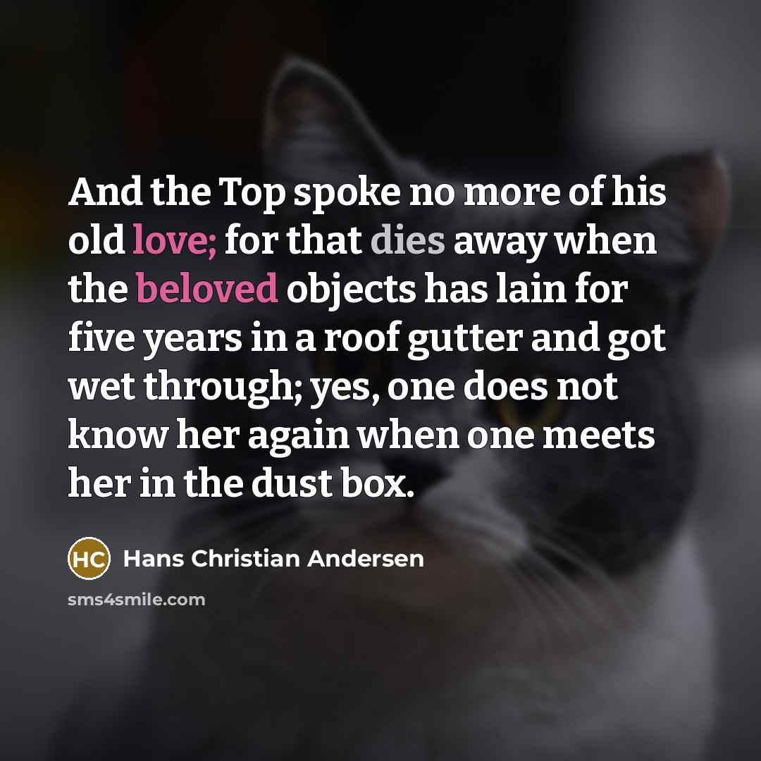 “And the Top spoke no more of his old love;…” quote by Hans Christian Andersen