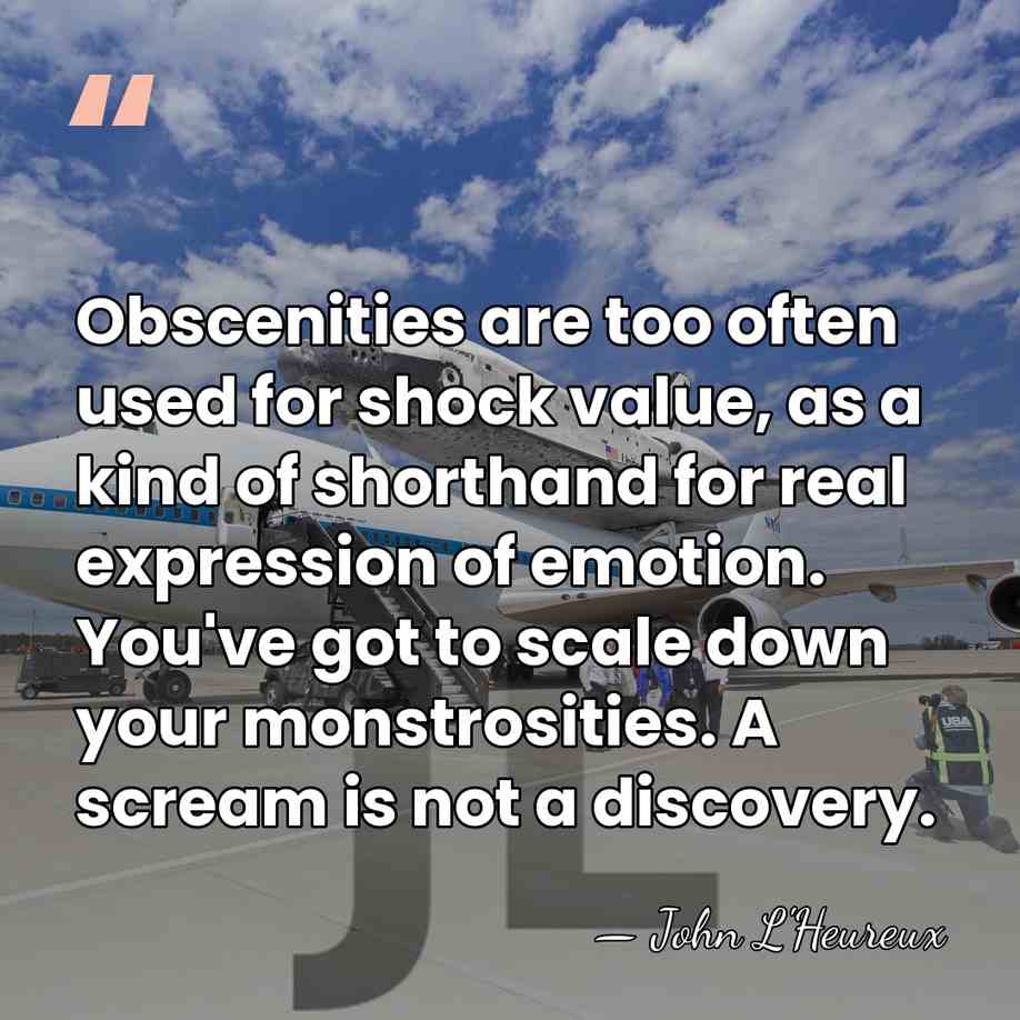Obscenities are too often used for shock value, as a kind of&hellip; - John L'Heureux