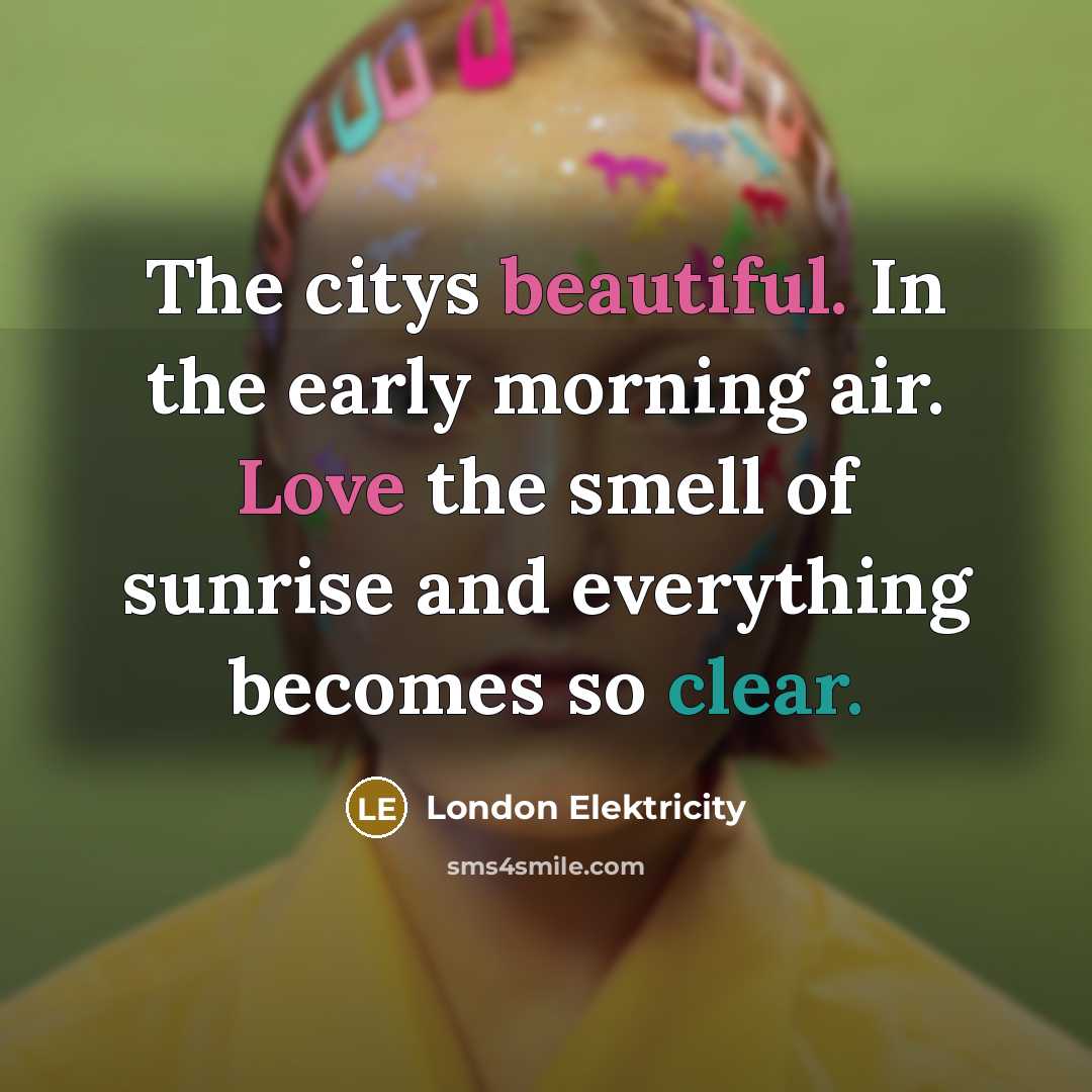 “The citys beautiful. In the early morning air. Love the…” quote by London Elektricity