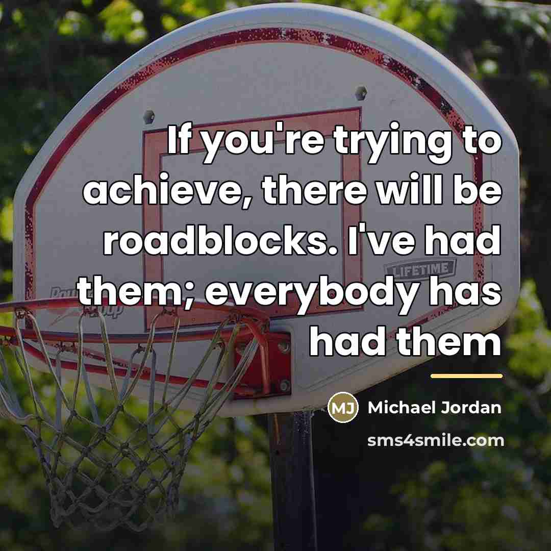 “If you're trying to achieve, there will be roadblocks. I've…” quote by Michael Jordan