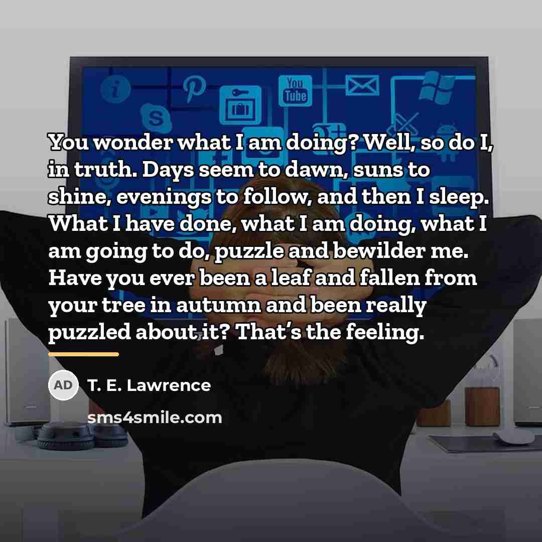 “You wonder what I am doing? Well, so do I,…” quote by T. E. Lawrence