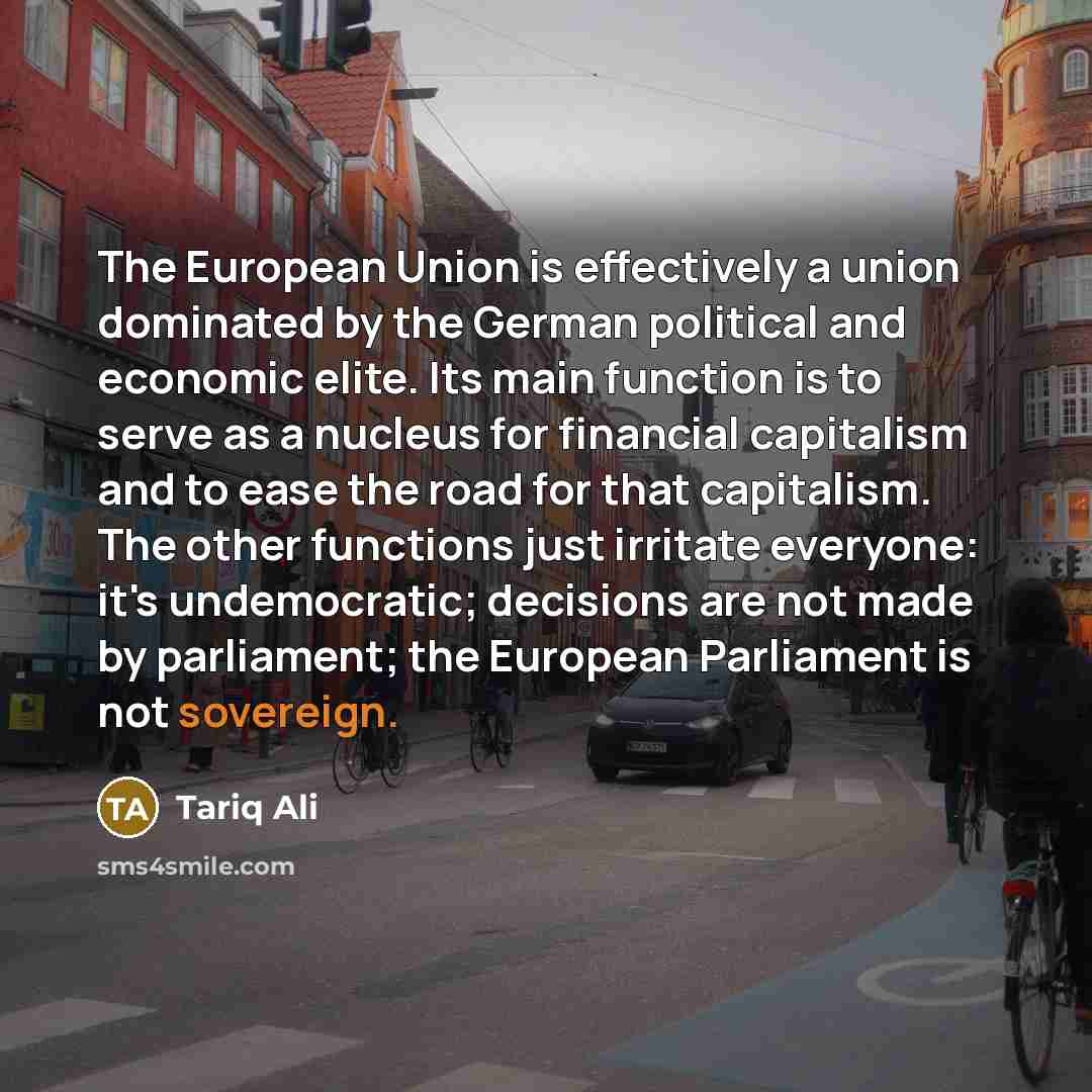 “The European Union is effectively a union dominated by the…” quote by Tariq Ali
