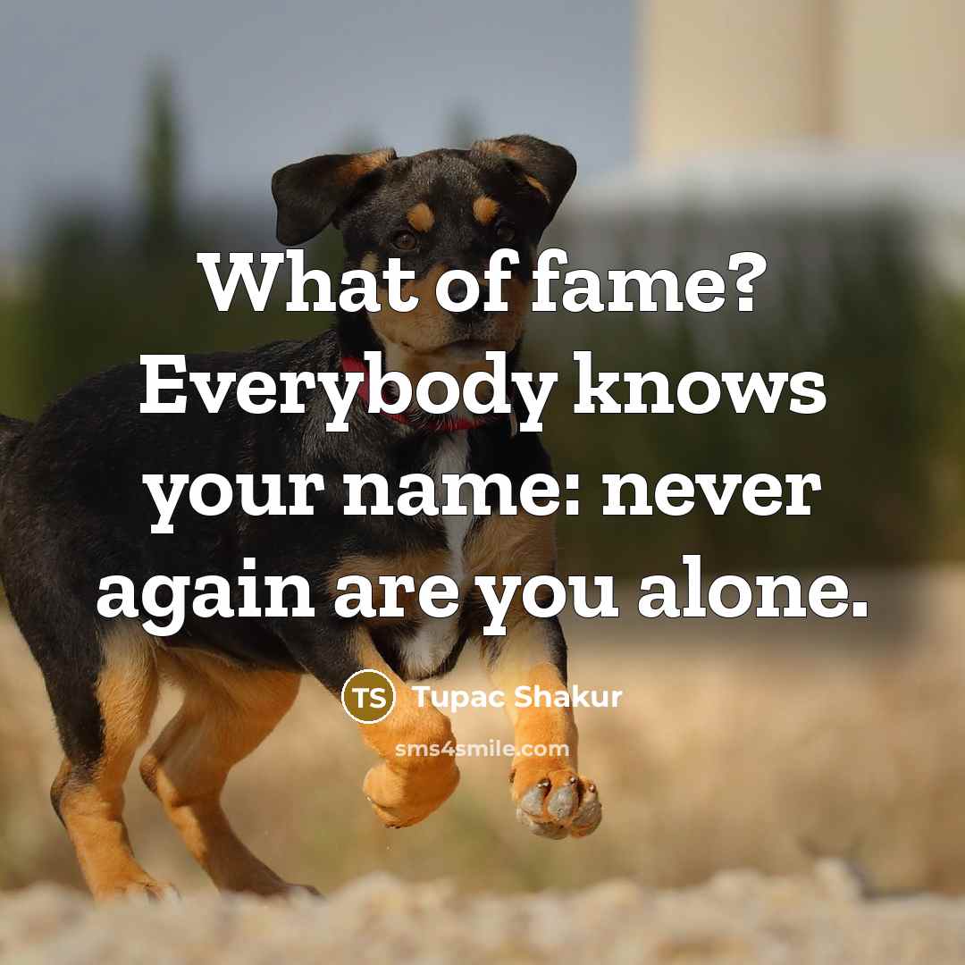 “What of fame? Everybody knows your name: never again are…” quote by Tupac Shakur