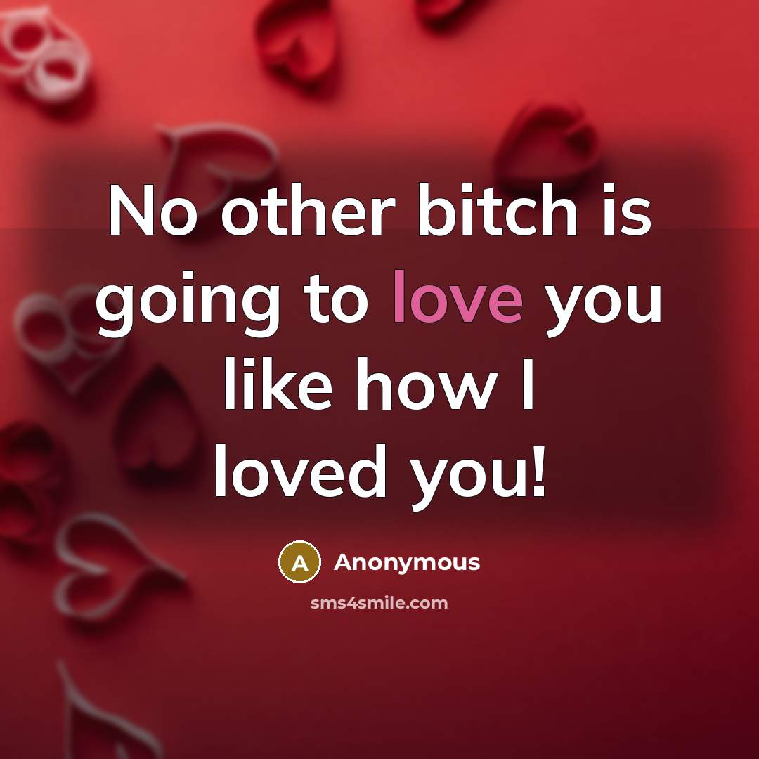 “No other bitch is going to love you like how…” quote by Anonymous