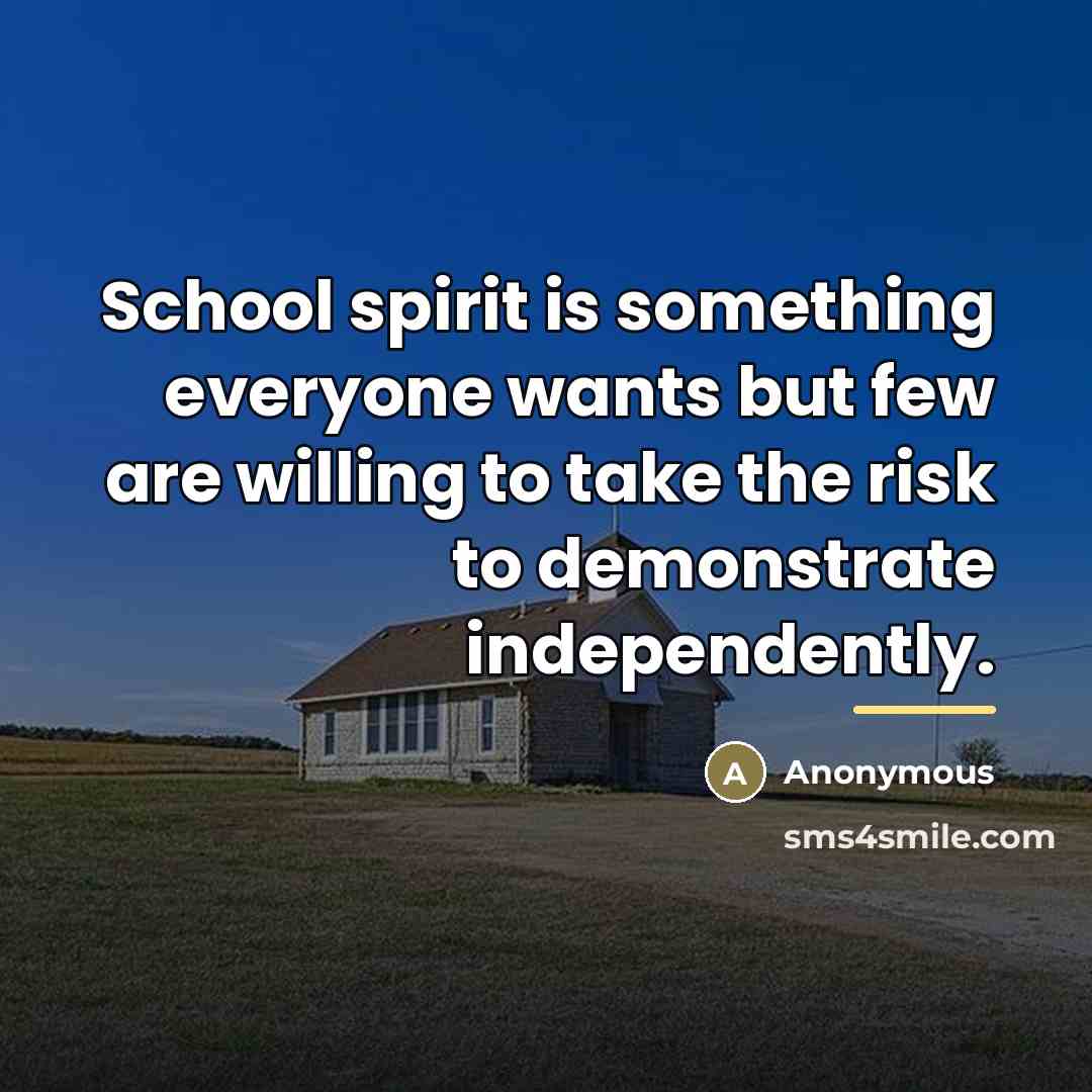 “School spirit is something everyone wants but few are willing to take the risk to demonstrate independently.” quote by Anonymous