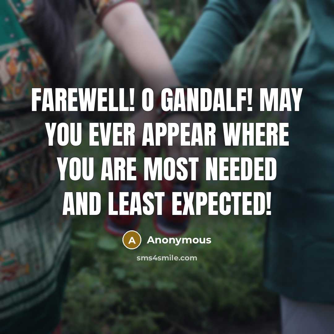 “Farewell! O Gandalf! May you ever appear where you are…” quote by Anonymous