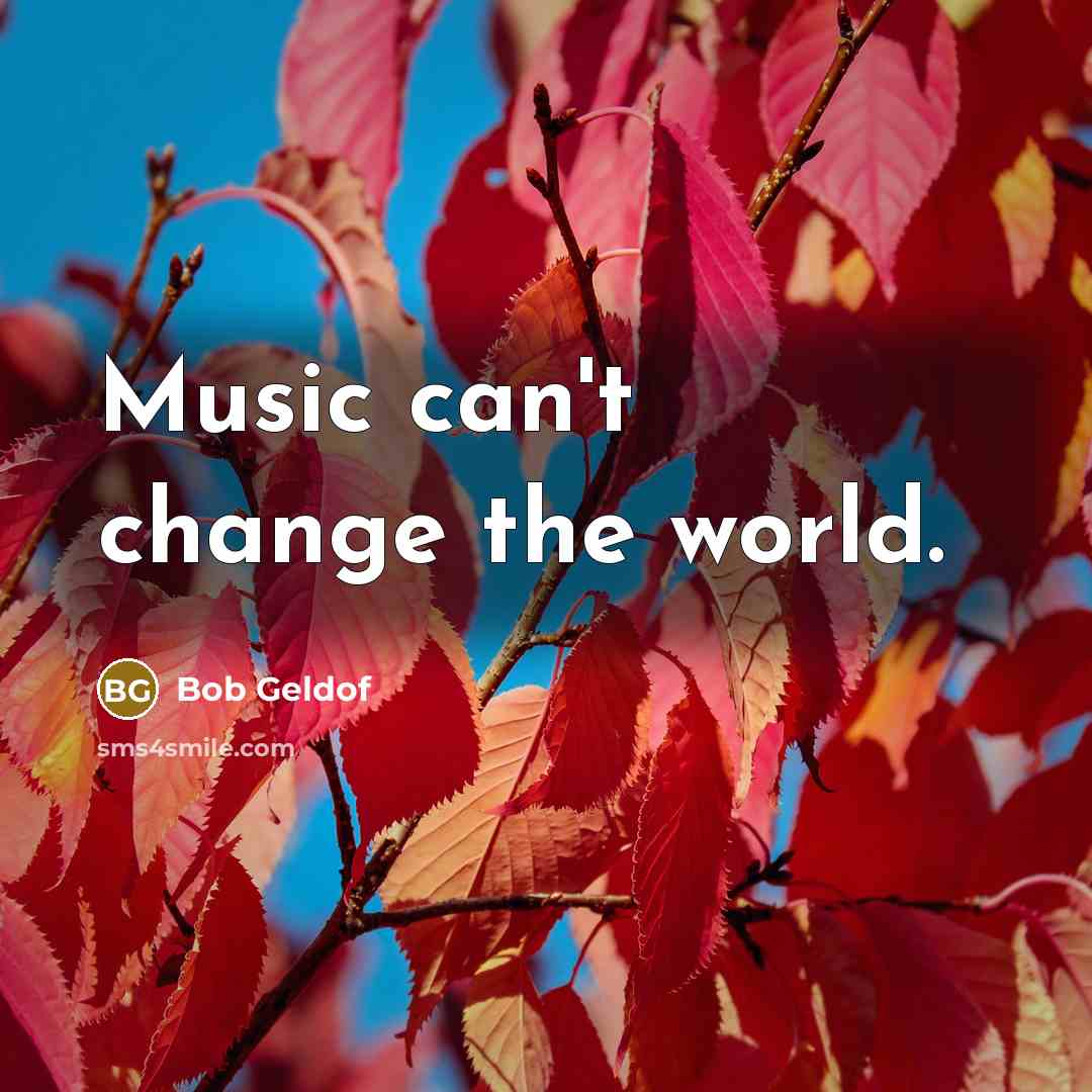 “Music can't change the world.…” quote by Bob Geldof