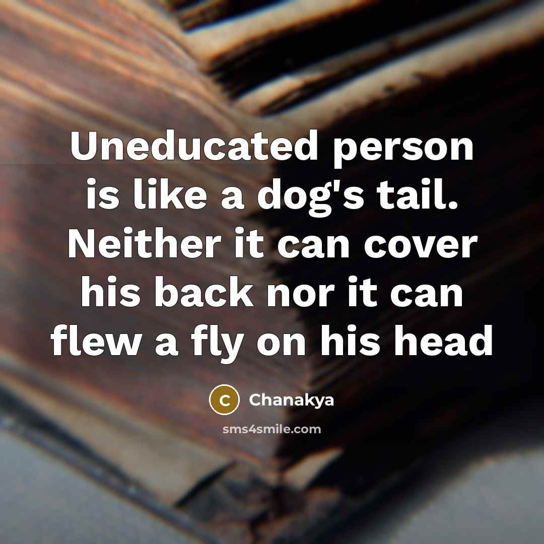 “Uneducated person is like a dog's tail. Neither it can…” quote by Chanakya