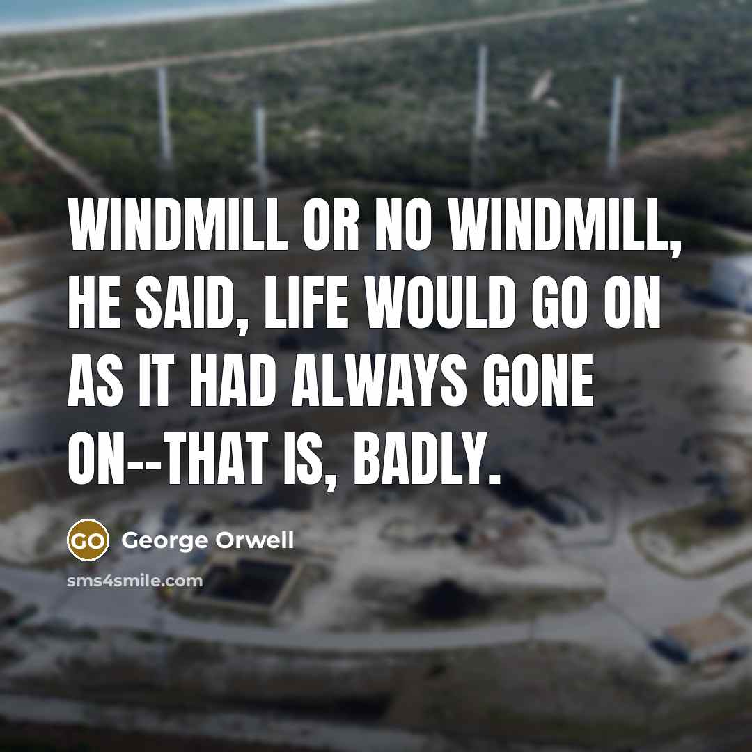 “Windmill or no windmill, he said, life would go on…” quote by George Orwell