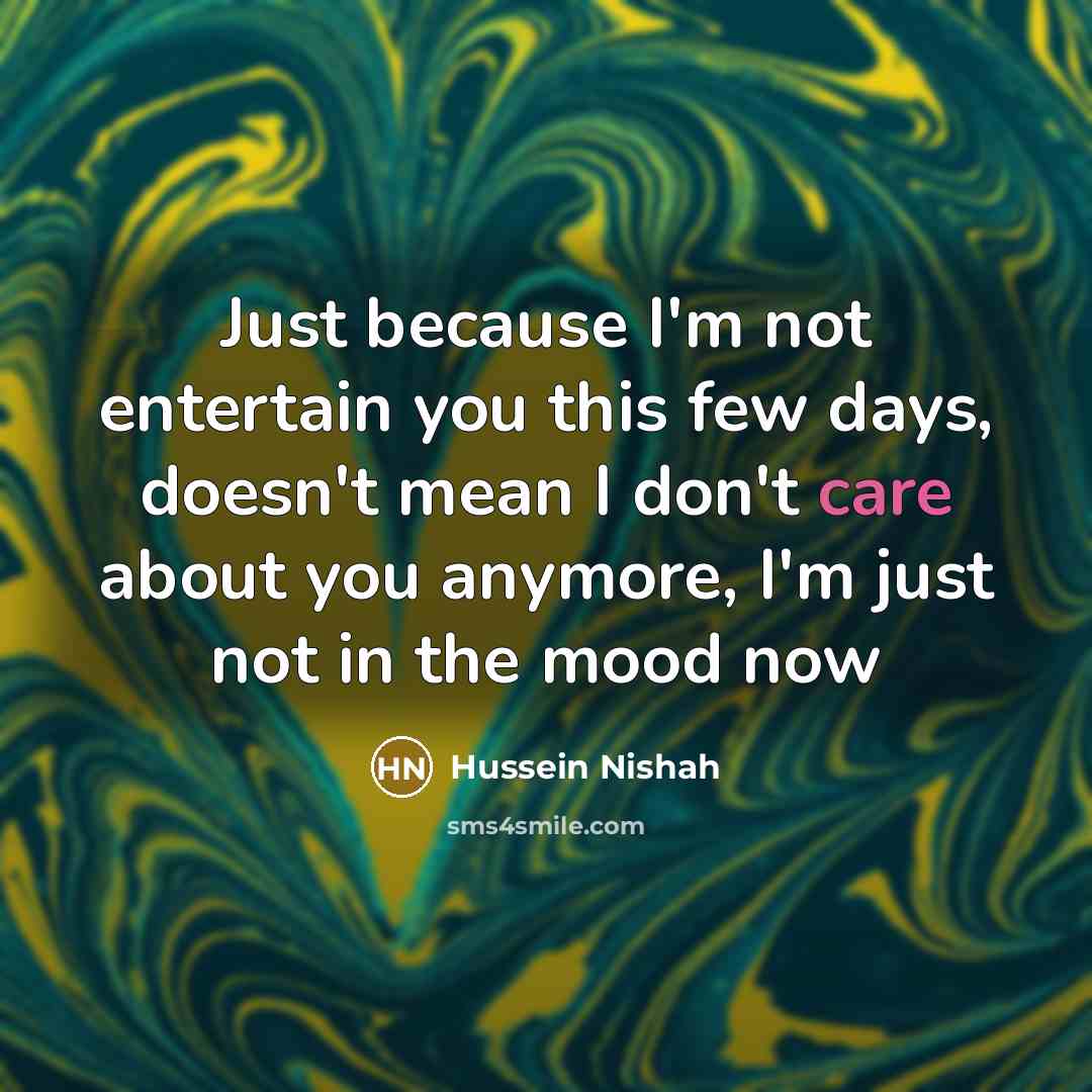 “Just because I'm not entertain you this few days, doesn't…” quote by Hussein Nishah