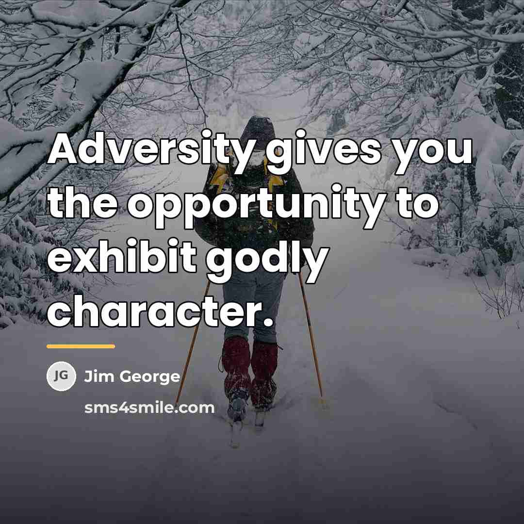 “Adversity gives you the opportunity to exhibit godly character.…” quote by Jim George