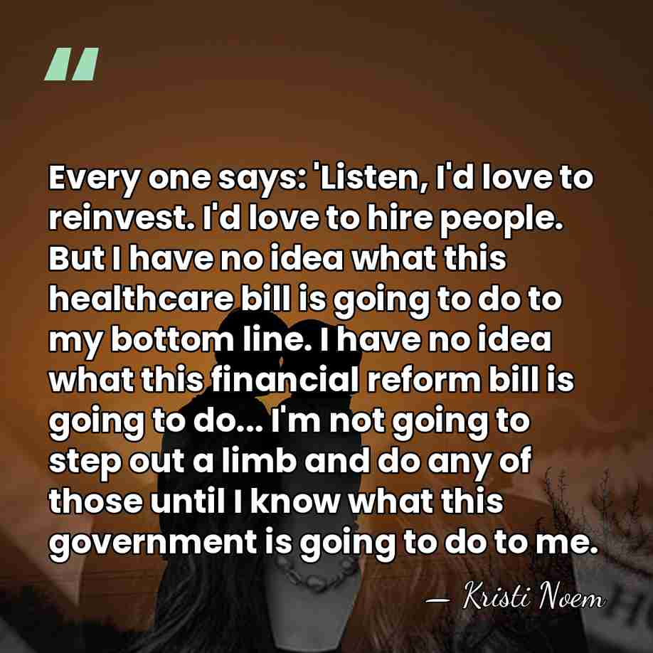 Every one says: 'Listen, I'd love to reinvest. I'd love to hire&hellip; - Kristi Noem