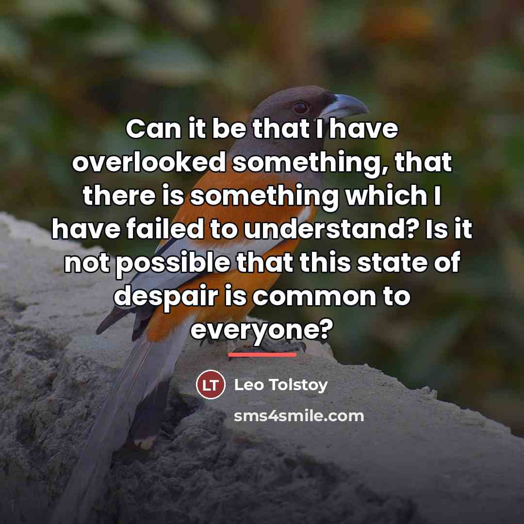 “Can it be that I have overlooked something, that there…” quote by Leo Tolstoy