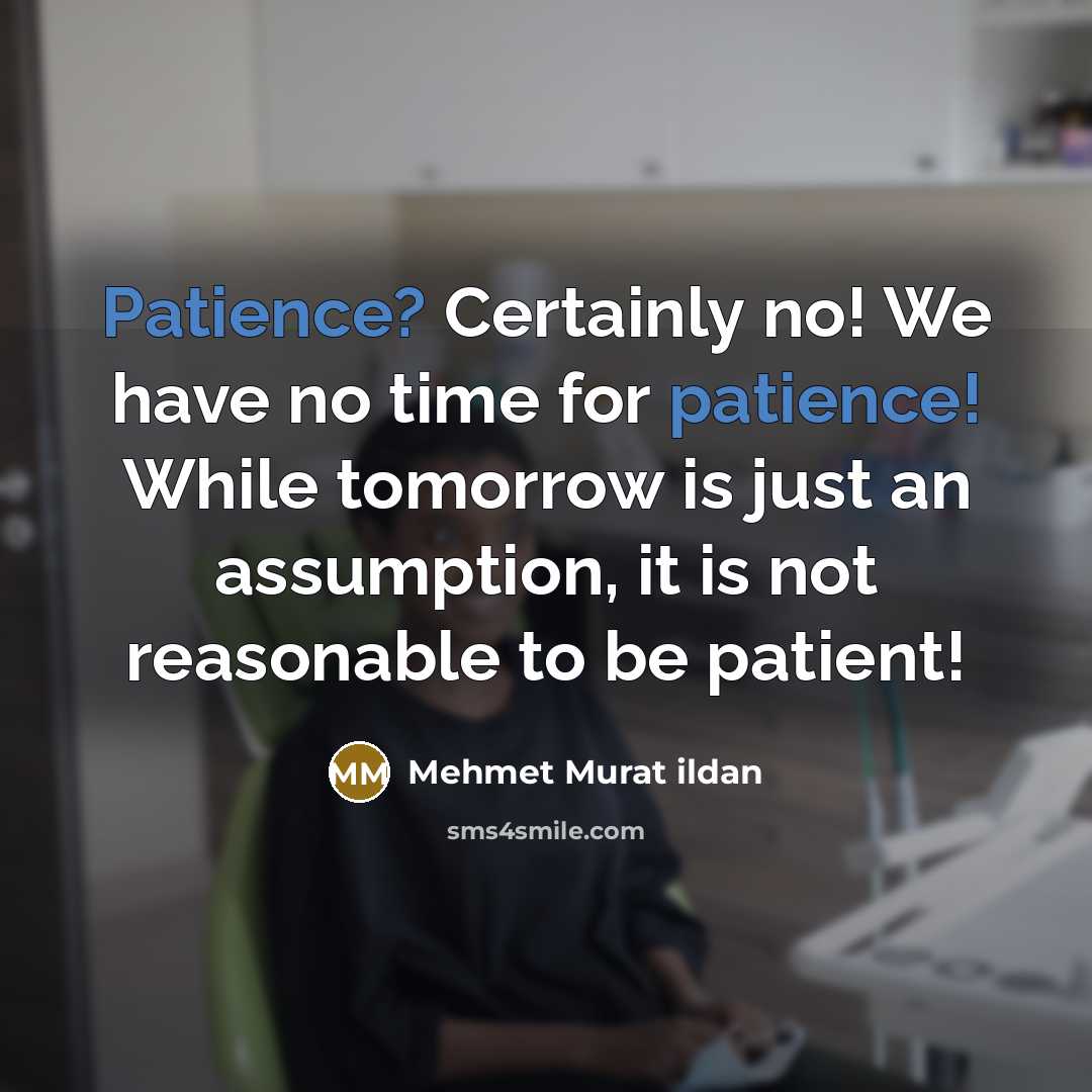 “Patience? Certainly no! We have no time for patience! While…” quote by Mehmet Murat Ildan