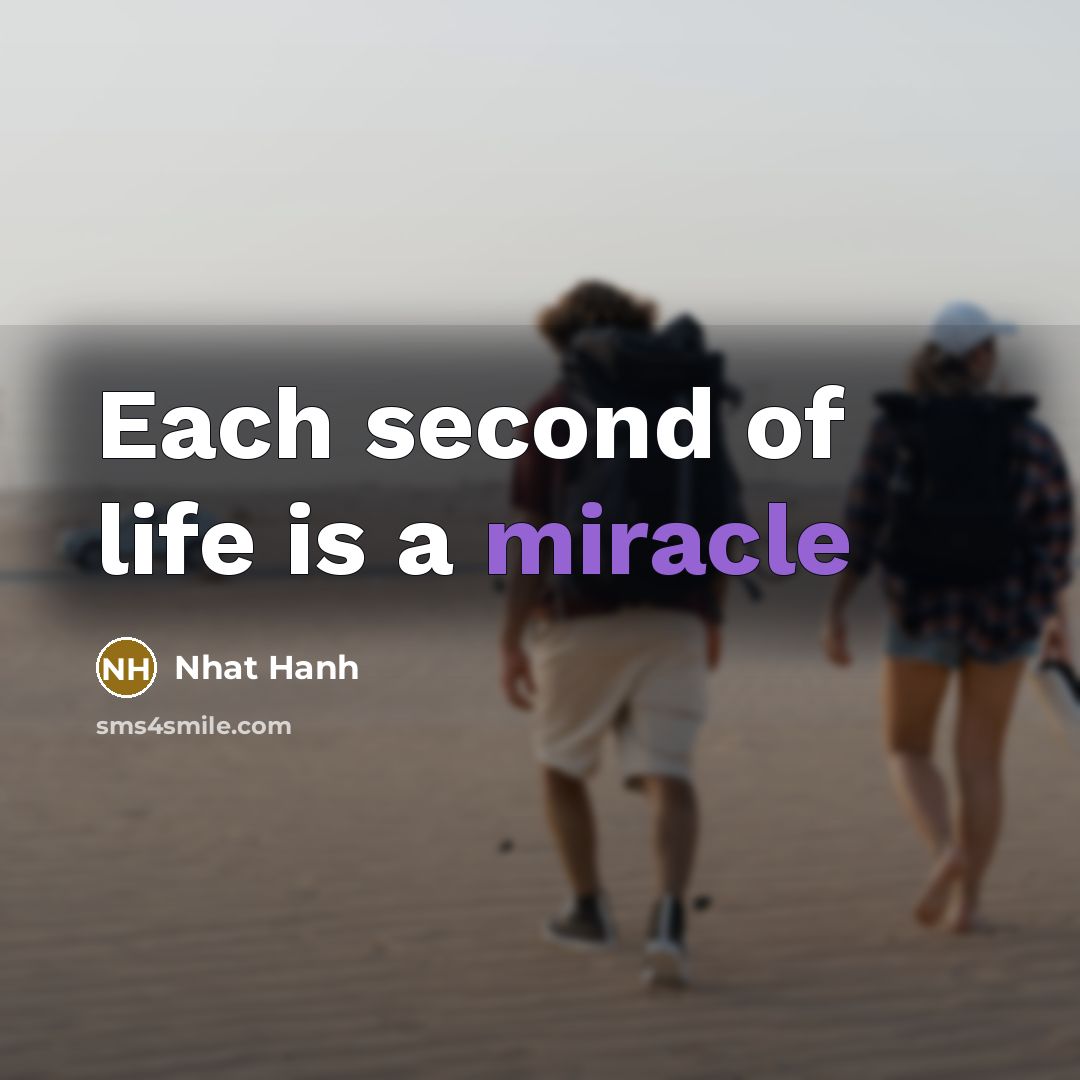 “Each second of life is a miracle…” quote by Nhat Hanh