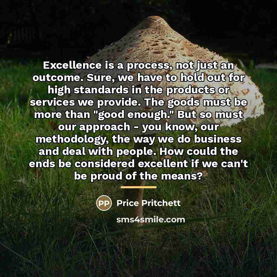 “Excellence is a process, not just an outcome. Sure, we…” quote by Price Pritchett