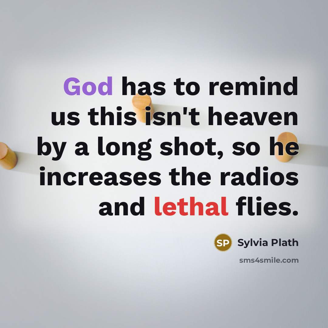 “God has to remind us this isn't heaven by a…” quote by Sylvia Plath