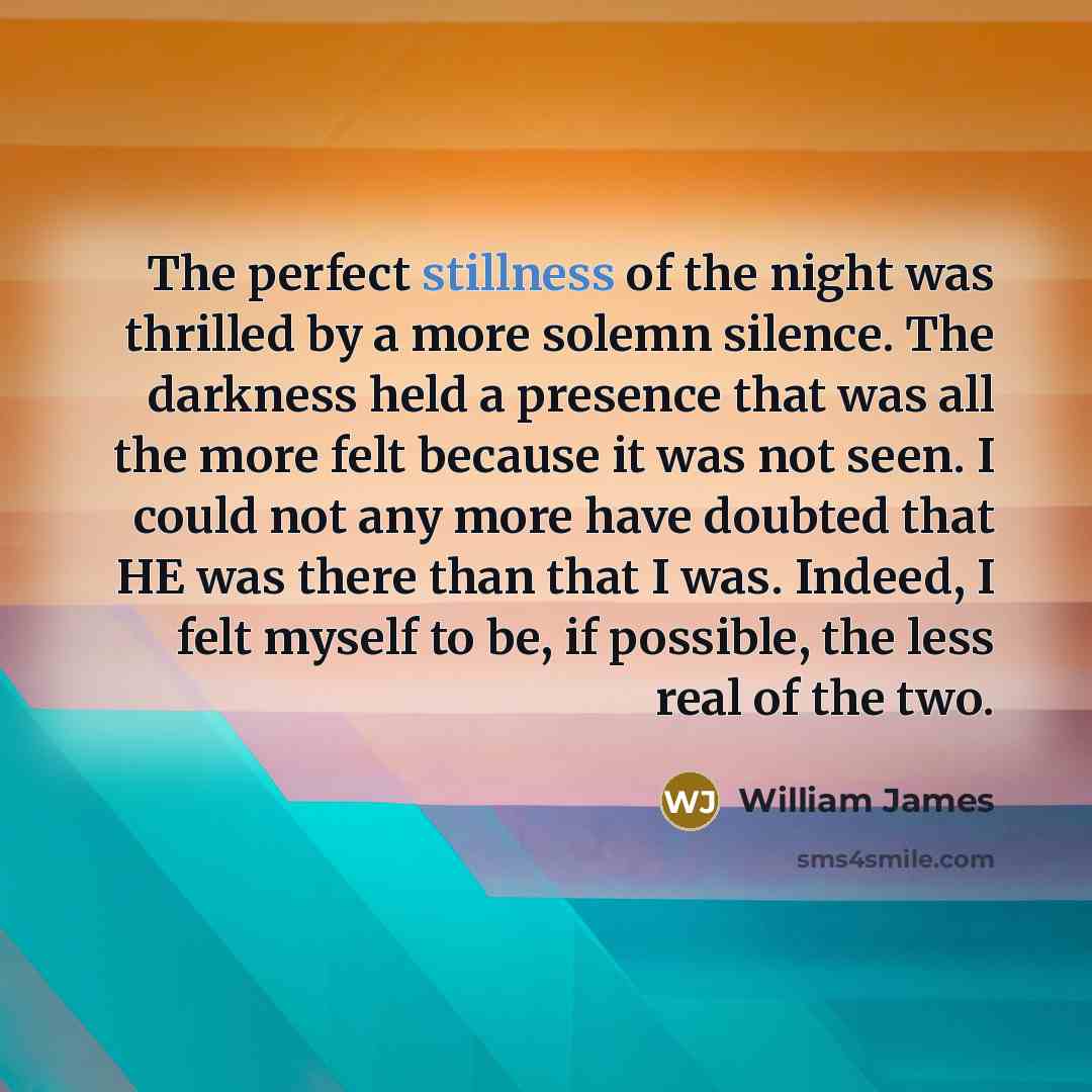 “The perfect stillness of the night was thrilled by a…” quote by William James
