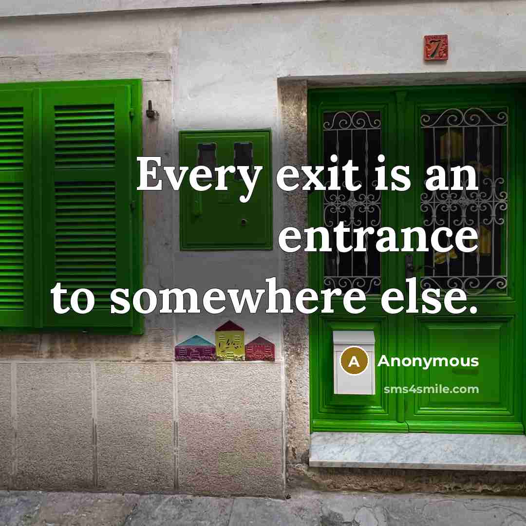 “Every exit is an entrance to somewhere else.” quote by Anonymous