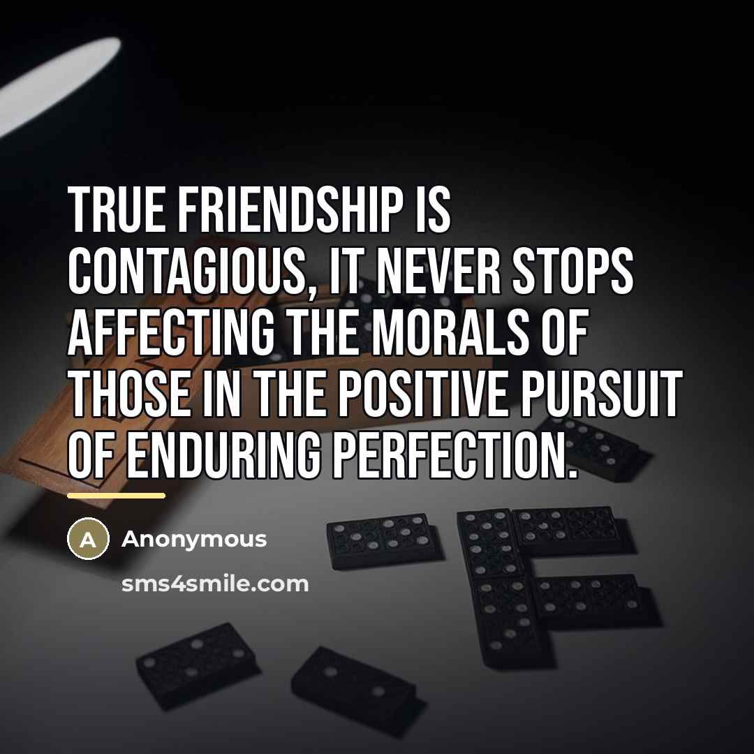 “True friendship is contagious, it never stops affecting the morals…” quote by Anonymous