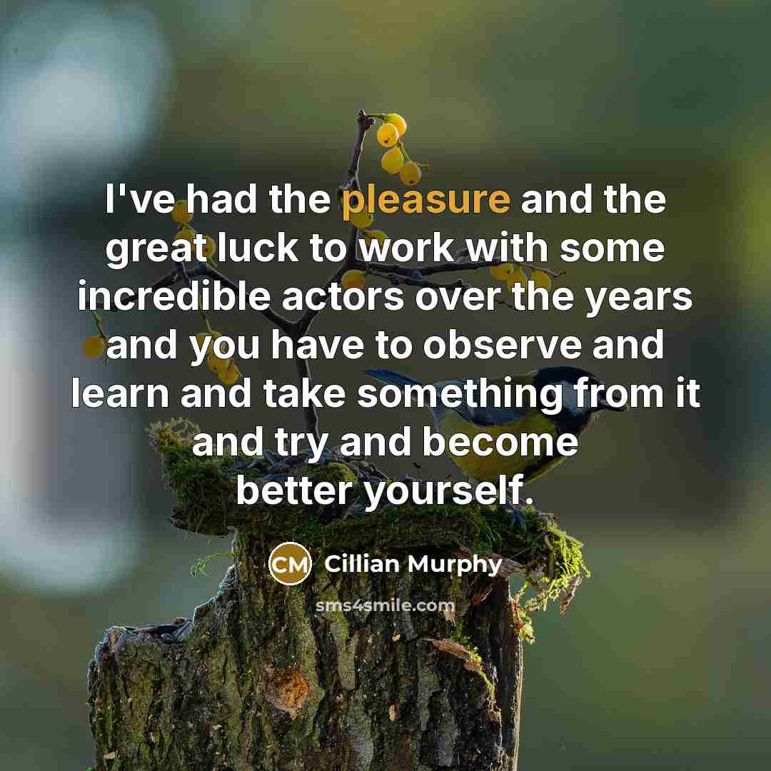 “I've had the pleasure and the great luck to work…” quote by Cillian Murphy