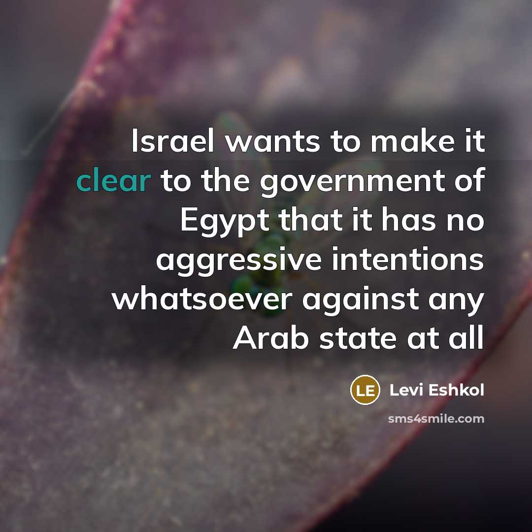 “Israel wants to make it clear to the government of…” quote by Levi Eshkol