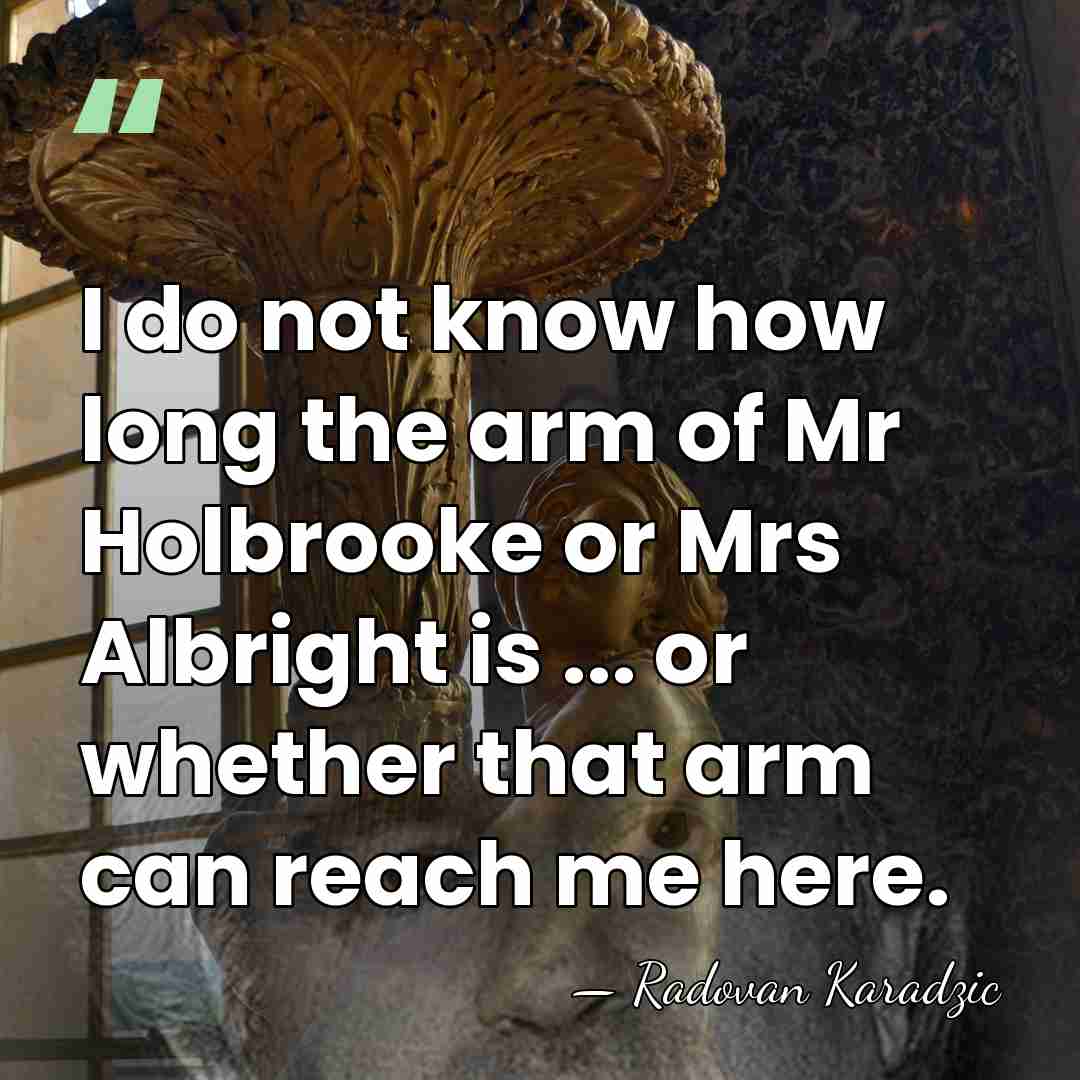 I do not know how long the arm of Mr Holbrooke or&hellip; - Radovan Karadzic