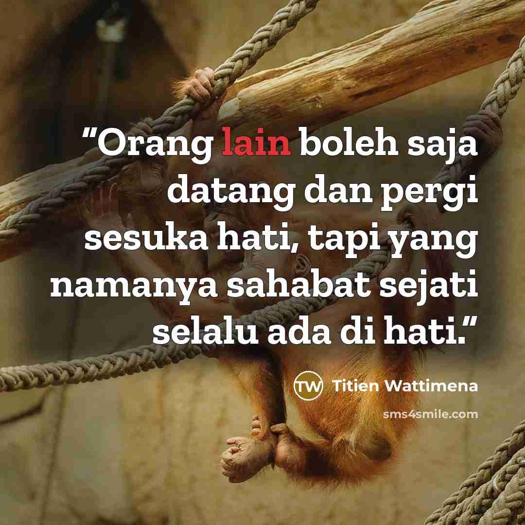 “Orang lain boleh saja datang dan pergi sesuka hati, tapi yang namanya sahabat sejati selalu ada di hati.” quote by Titien Wattimena