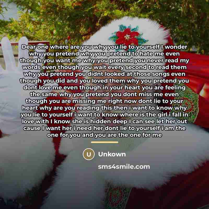 “Dear one where are you why you lie to yourself…” quote by Unkown