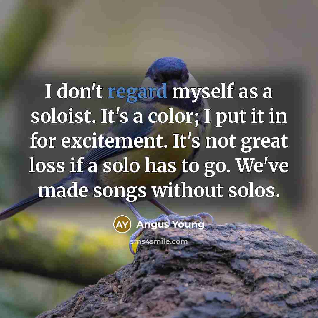 “I don't regard myself as a soloist. It's a color;…” quote by Angus Young