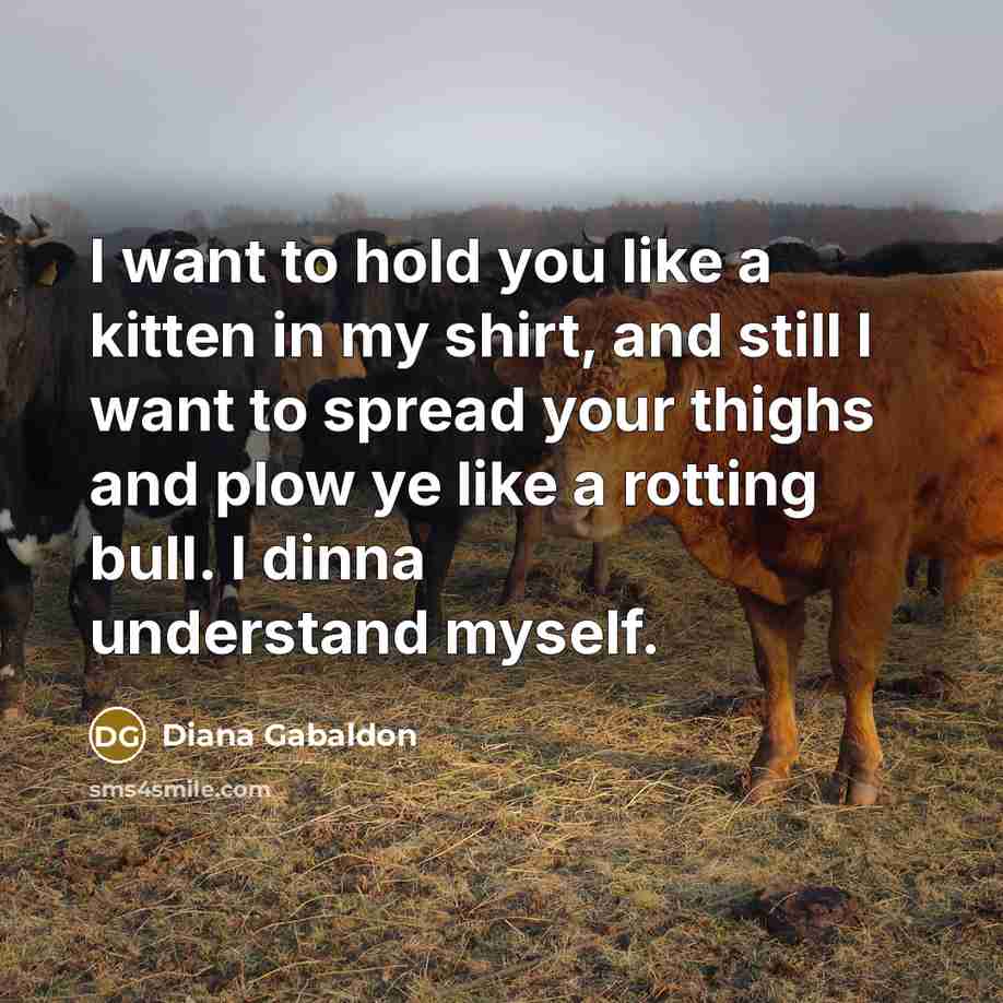 “I want to hold you like a kitten in my…” quote by Diana Gabaldon