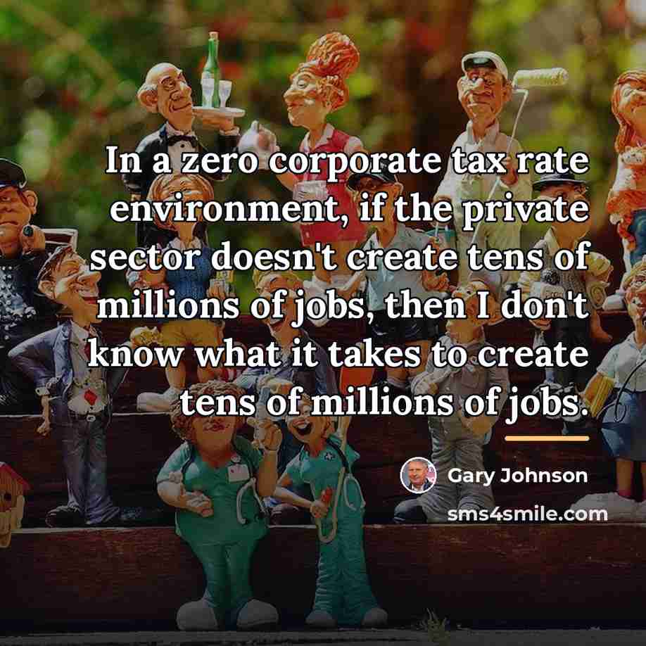 “In a zero corporate tax rate environment, if the private…” quote by Gary Johnson