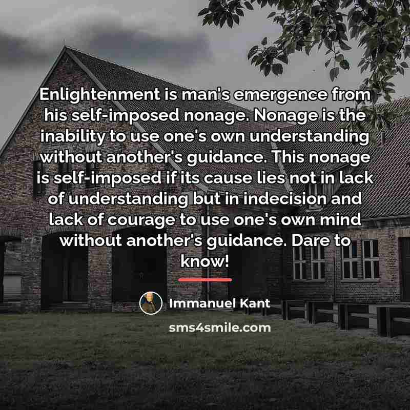“Enlightenment is man's emergence from his self-imposed nonage. Nonage is…” quote by Immanuel Kant