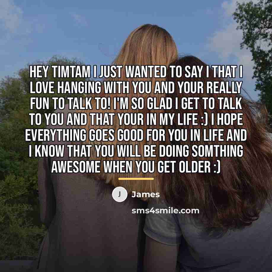 “Hey timtam I just wanted to say I that I…” quote by James