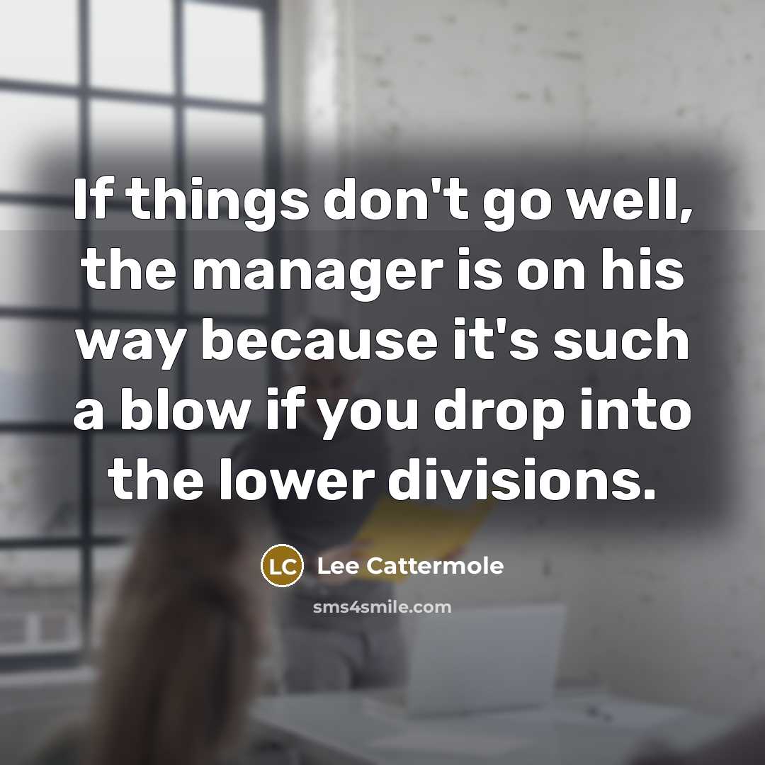 “If things don't go well, the manager is on his…” quote by Lee Cattermole