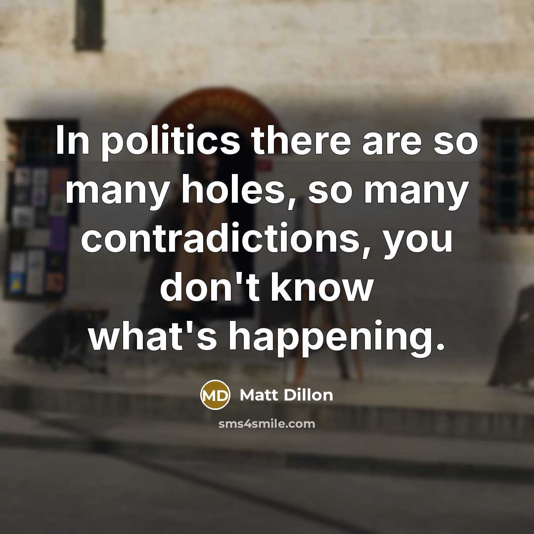 “In politics there are so many holes, so many contradictions,…” quote by Matt Dillon