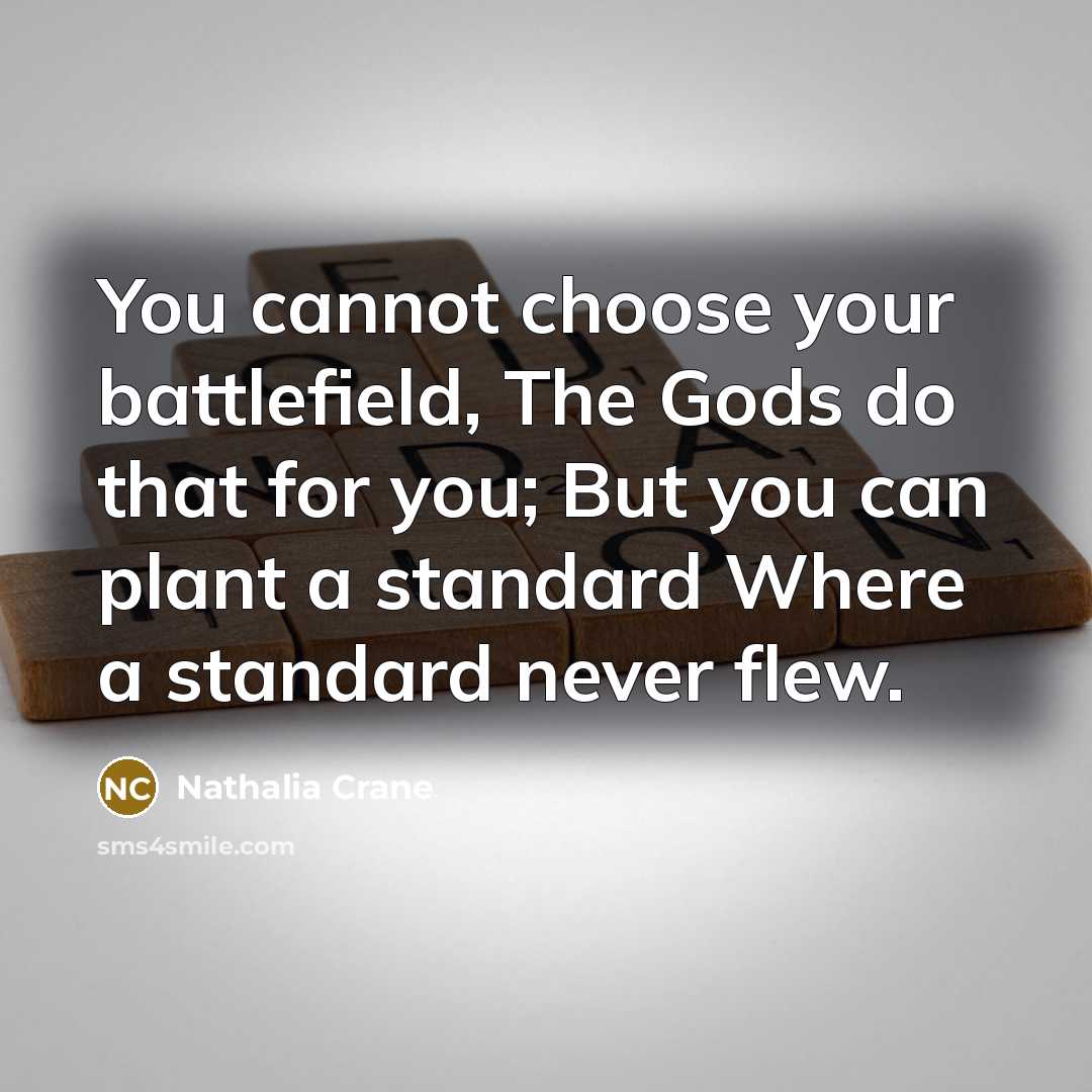 “You cannot choose your battlefield, The Gods do that for…” quote by Nathalia Crane