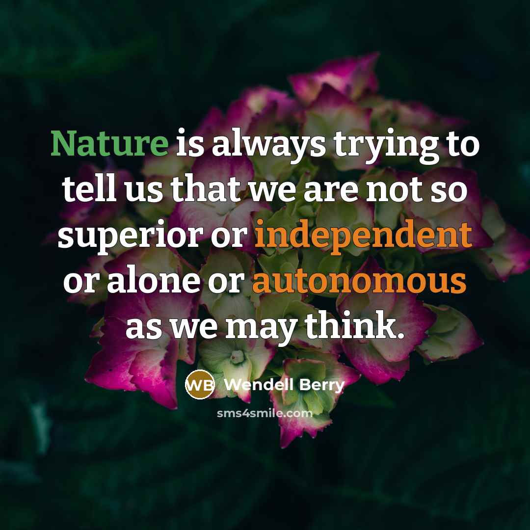 “Nature is always trying to tell us that we are…” quote by Wendell Berry