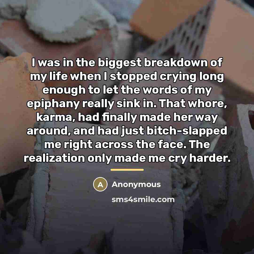 “I was in the biggest breakdown of my life when…” quote by Anonymous