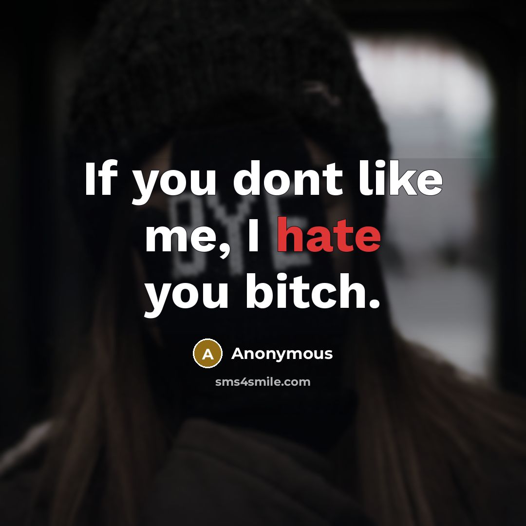 “If you dont like me, I hate you bitch.…” quote by Anonymous