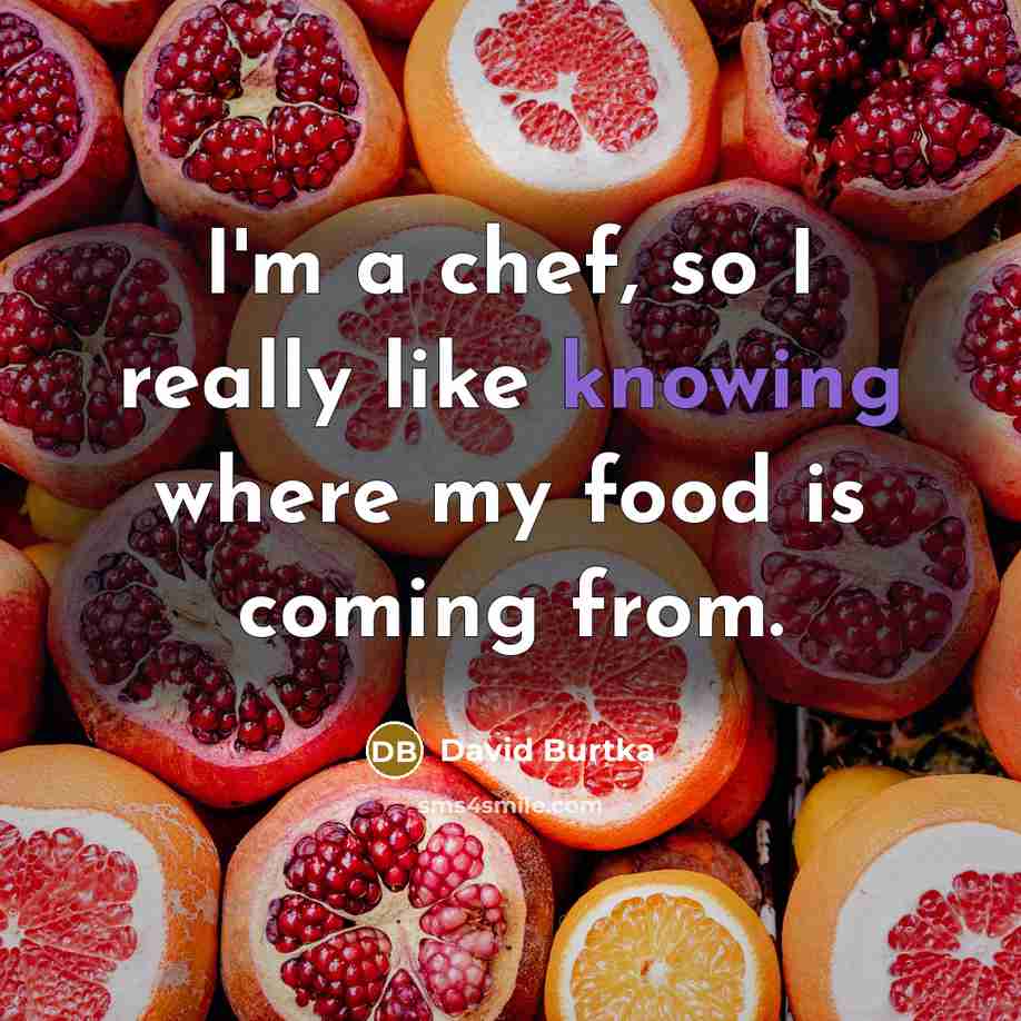 “I'm a chef, so I really like knowing where my…” quote by David Burtka