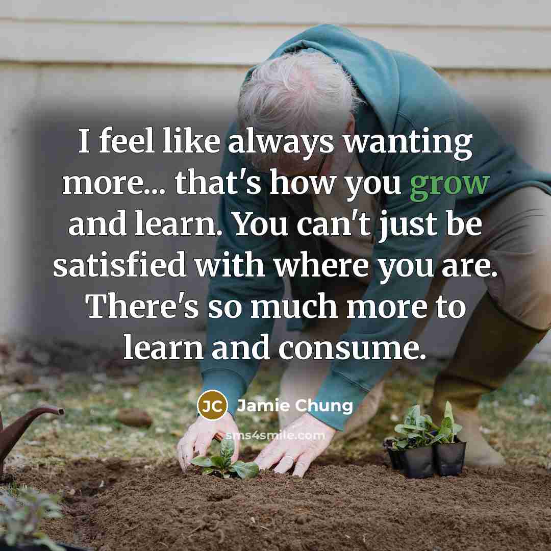 “I feel like always wanting more... that's how you grow and learn. You can't just be satisfied with where you are. There's so much more to learn and consume.” quote by Jamie Chung