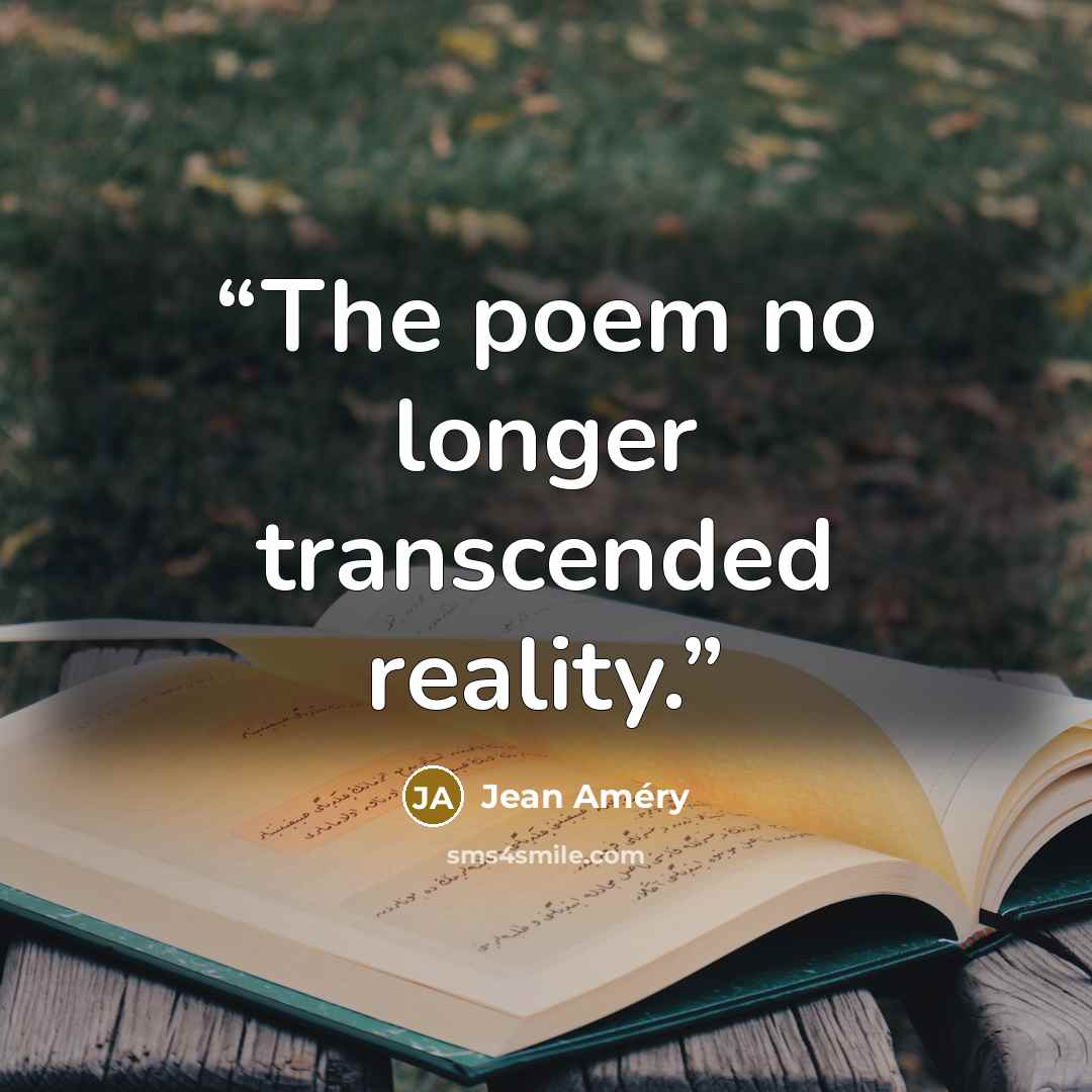“The poem no longer transcended reality.” quote by Jean Améry