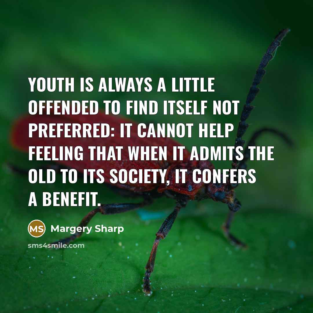 “Youth is always a little offended to find itself not…” quote by Margery Sharp