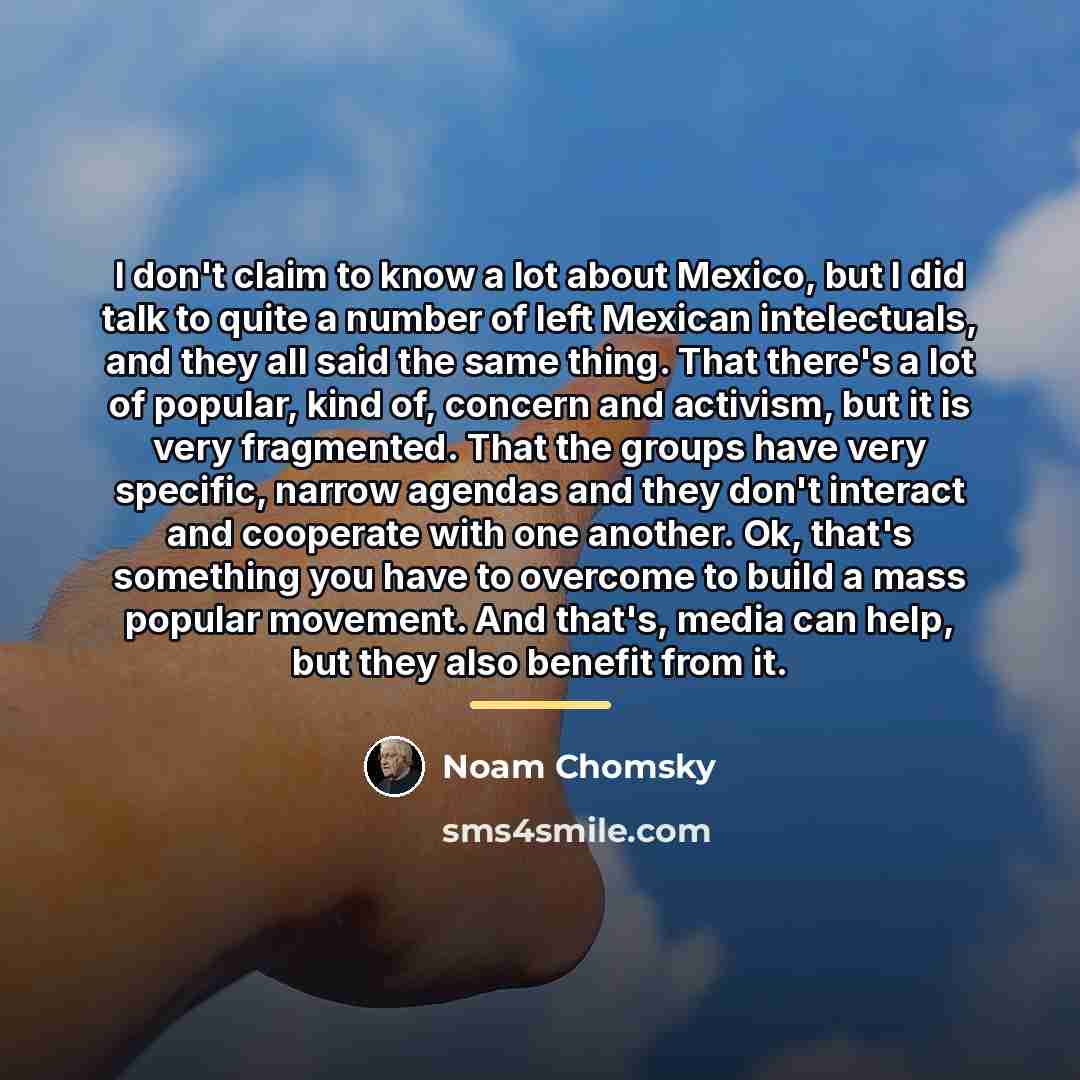 “I don't claim to know a lot about Mexico, but…” quote by Noam Chomsky