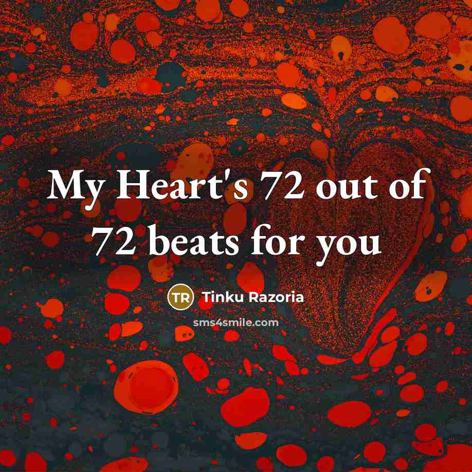 “My Heart's 72 out of 72 beats for you” quote by Tinku Razoria