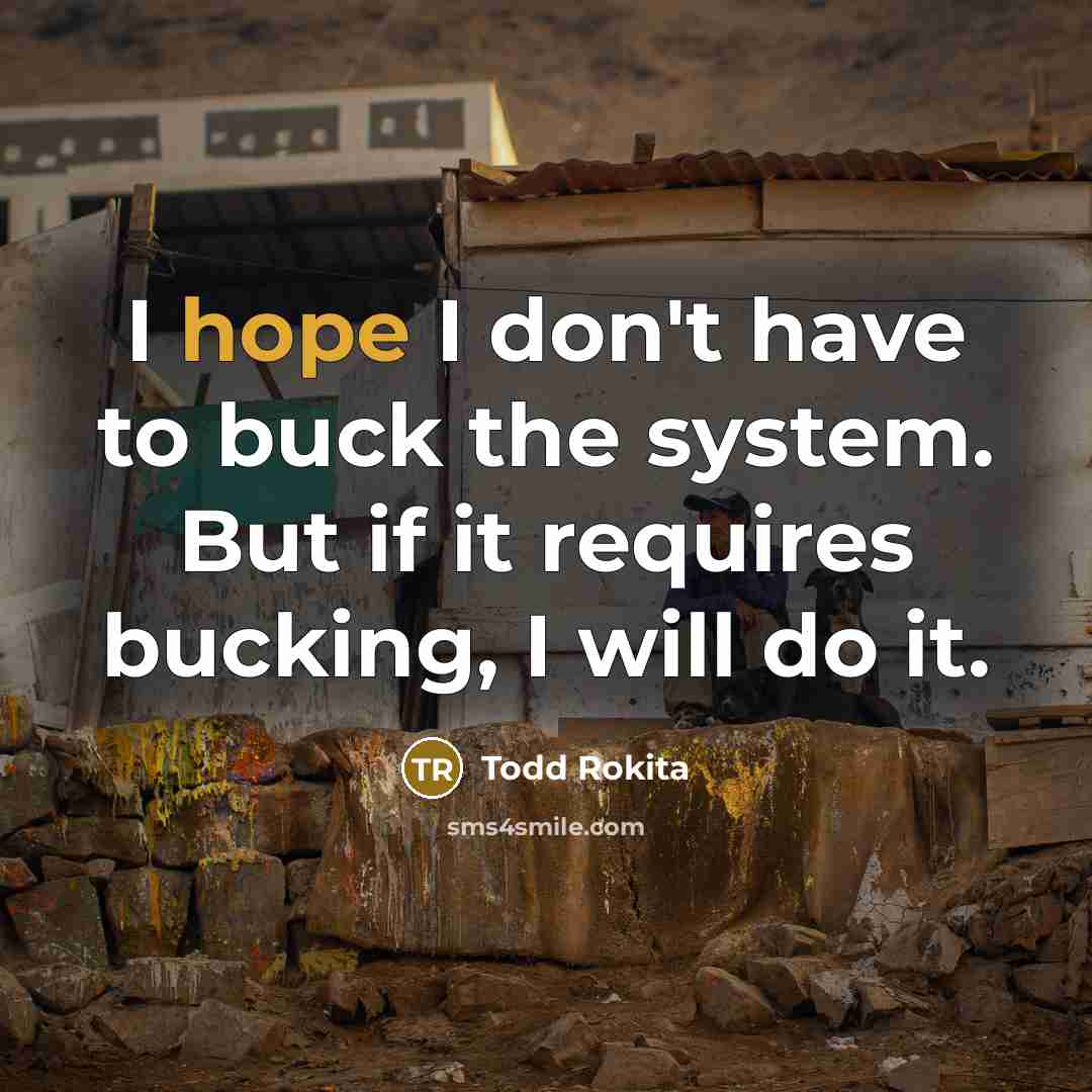 “I hope I don't have to buck the system. But…” quote by Todd Rokita