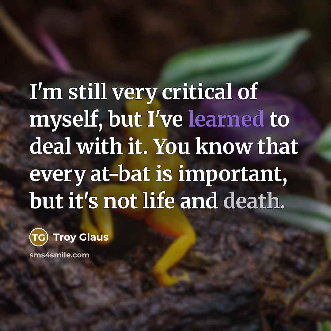 “I'm still very critical of myself, but I've learned to…” quote by Troy Glaus